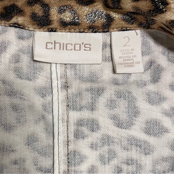 Chico's Leopard Print Gold Metallic Shimmer Utility Jacket - Picture 7 of 8